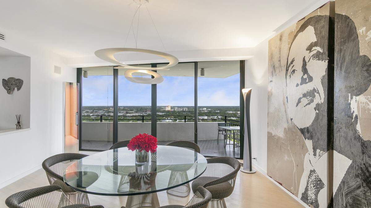 DJ Danny Tenaglia is selling his three-bedroom condo in Miami for $1.6 million. The apartment is decorated with contemporary and abstract art, such as a floor-to-ceiling portrait of President Barack Obama.