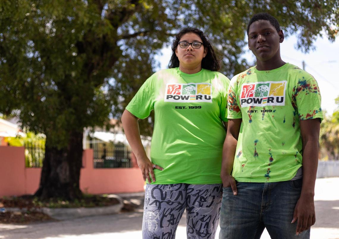 Alisson Najera, 17, and Jamal Victor, 18, outside of the Power U Center for Social Change, on Tuesday, Aug. 8, 2023, in Miami, Fla. Victor, who will be a senior at Miami Edison Senior High, wondered why he learned about Robert Smalls, a South Carolina slave who had escaped and went on to become a U.S. House representative, on TikTok, rather than in his Black history classes.