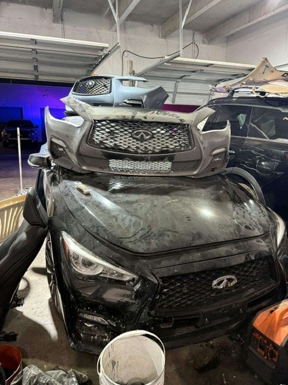 A GPS tracker helped Medley police locate a warehouse at 7450 Northwest 74th Avenue where stolen Infinitis were dismantled and a suspect was arrested.