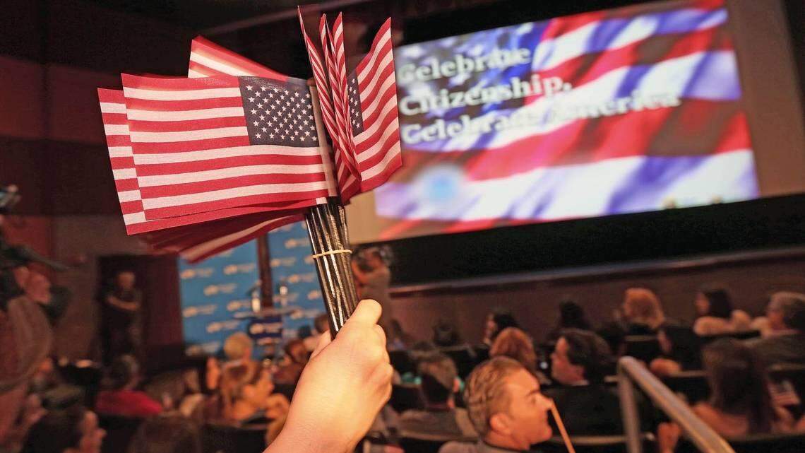 A naturalization ceremony in Little Havana’s Tower Theater on July 2, 2015.