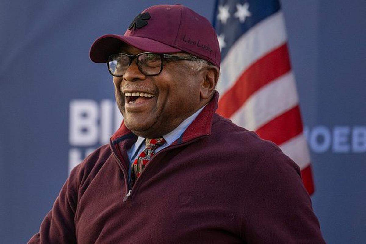 US Congressman James Clyburn, D-SC, speaks before US Vice President Kamala Harris at South Carolina State University during a campaign event in Orangeburg, South Carolina, on February 2, 2024. (Photo by Jim WATSON / AFP) (Photo by JIM WATSON/AFP via Getty Images)