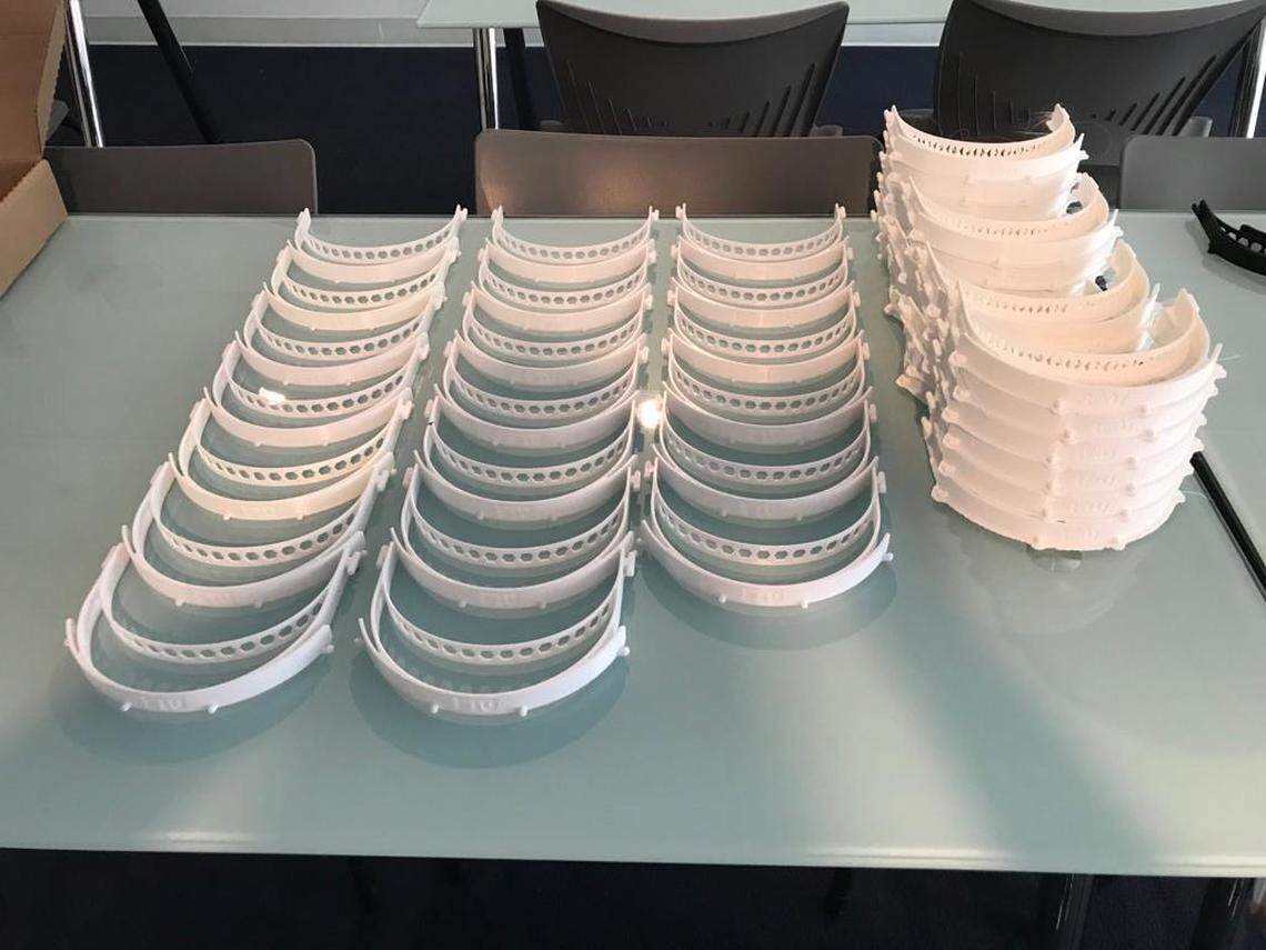 Florida International University teamed with Baptist Health to make and deliver 3D printed face shields to the medical community at its hospitals amid the coronavirus pandemic.