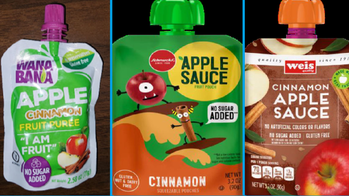 The apple cinnamon fruit purees recalled for possible lead toxicity.