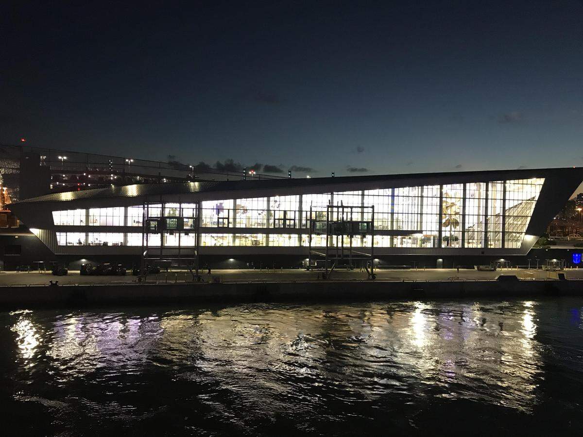 A view of Terminal A at PortMiami from the water.