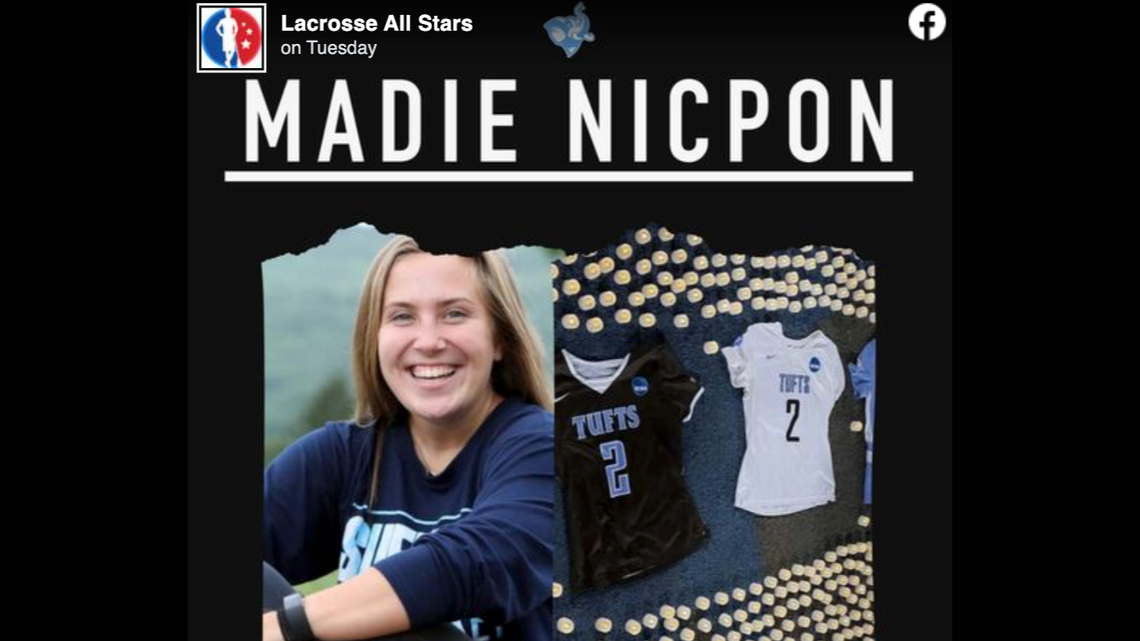 Tufts University’s Madie Nicpon died Sunday after she choked during a hot dog eating contest.