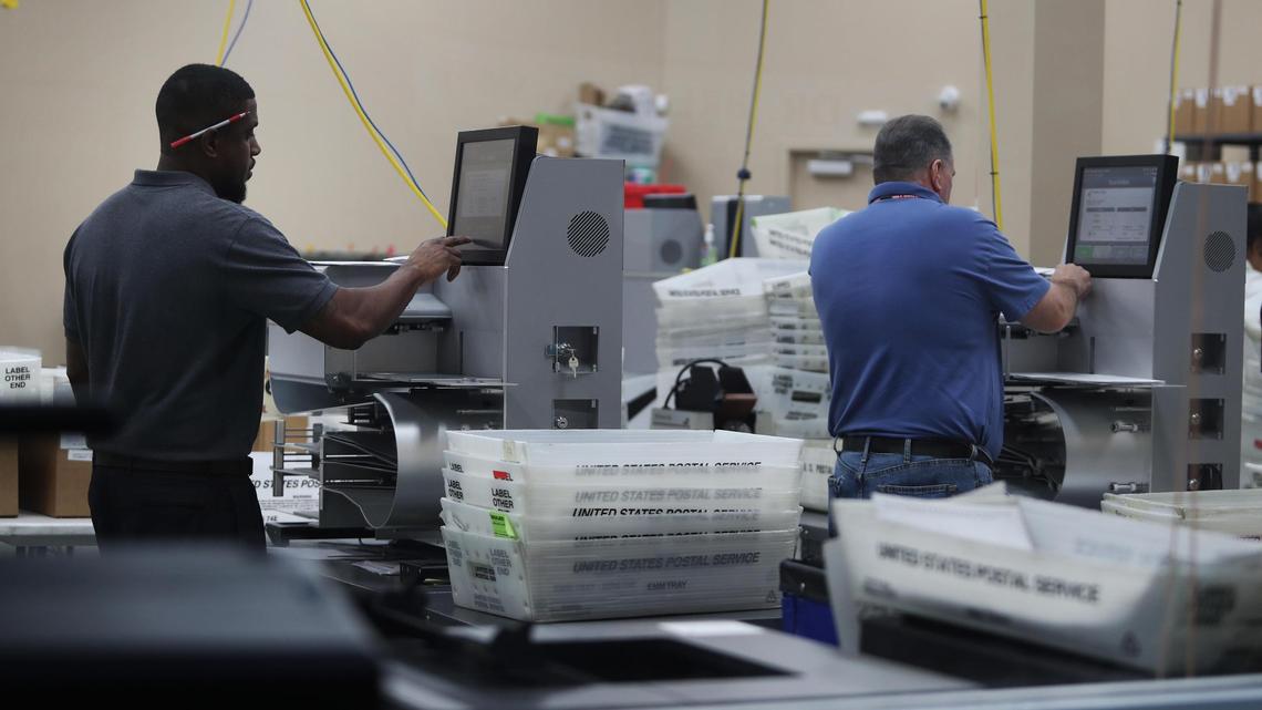 Employees of the Broward County Supervisor of Election’s office in Lauderhill count ballots from the midterm election Thursday, Nov. 8, 2018.