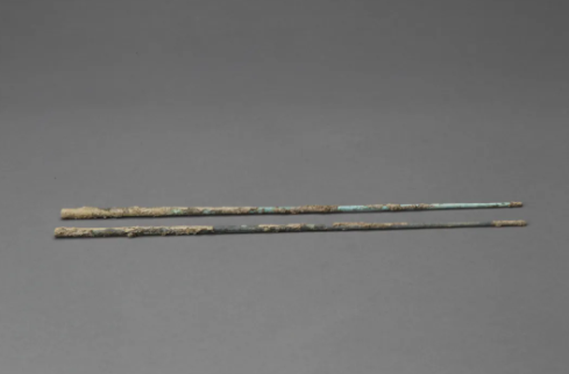 The ancient chopsticks are just over 10 inches long and 800 years old.