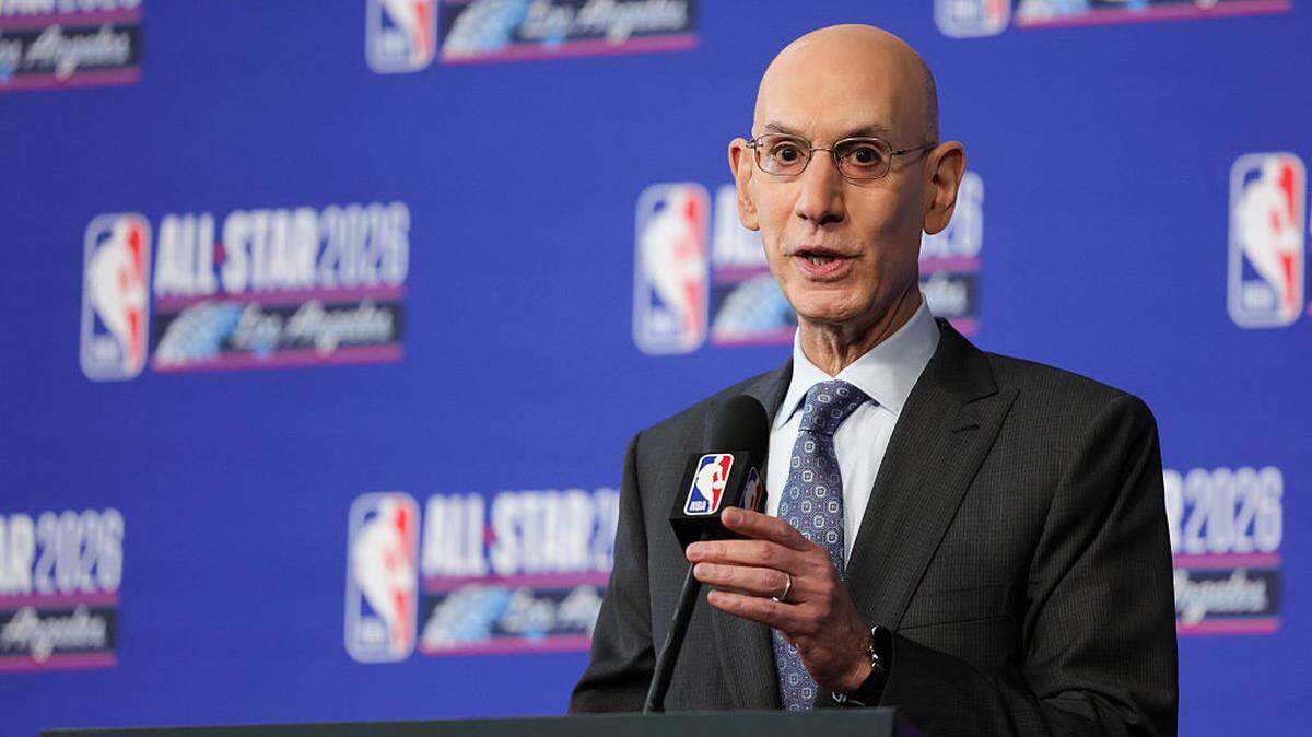 NBA Commissioner Adam Silver speaks at a press conference during 2026 NBA All-Star Weekend at Intuit Dome on February 14, 2026 in Inglewood, California.