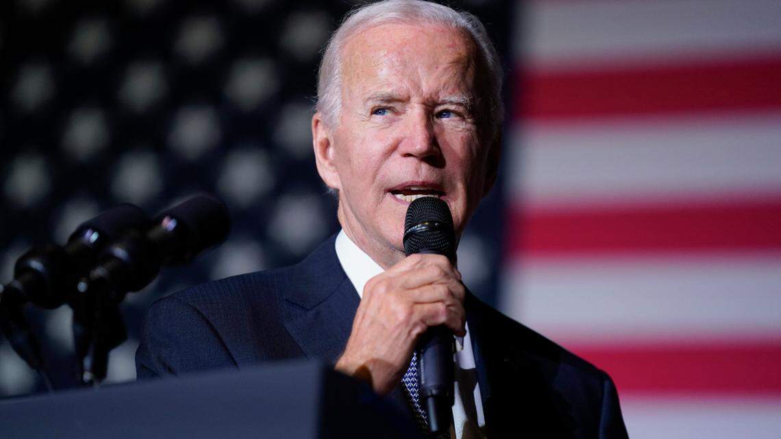 President Joe Biden speaks about student loan debt relief at Delaware State University, Friday, Oct. 21, 2022, in Dover, Del. A U.S. judge in Texas on Thursday, Nov. 9, 2022, blocked Biden’s plan to provide millions of borrowers with up to $20,000 apiece in federal student-loan forgiveness. (AP Photo/Evan Vucci)