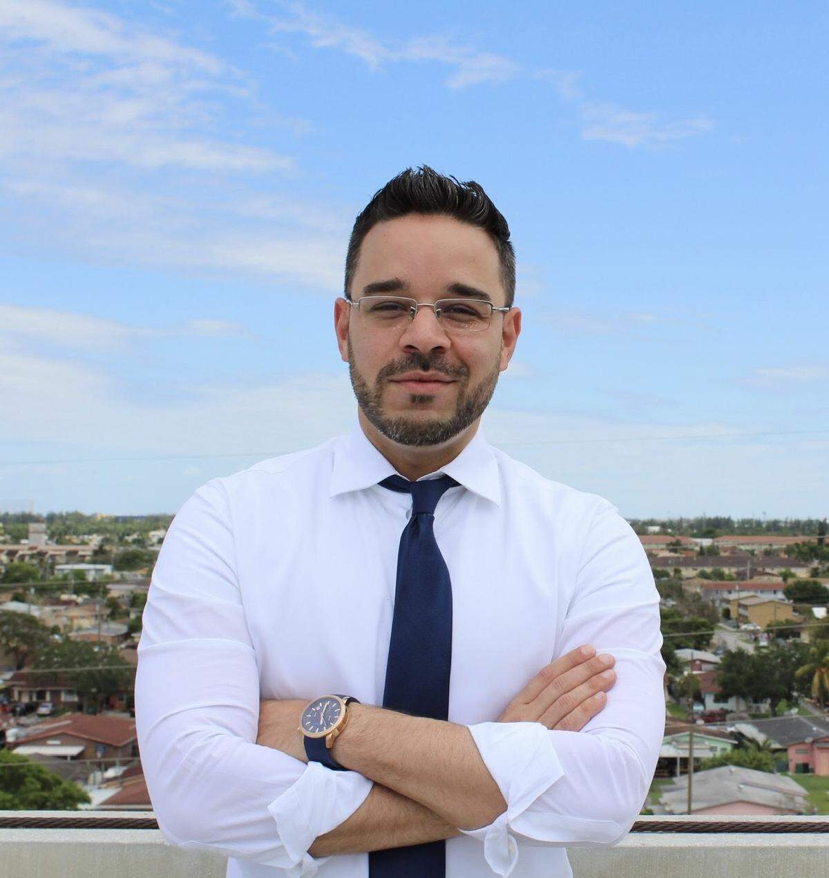 Leasing agent Javier Estevez, a Democrat, is running for House District 105.