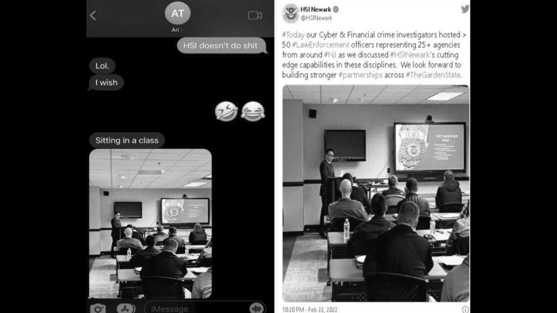 Alleged texts between Arian Taherzadeh and a Secret Service member, according to officials.