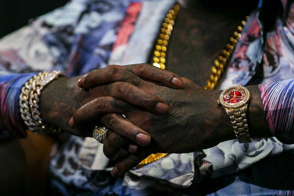 Rick Ross talks about his upcoming album “Port of Miami 2” during a media event at the Soho Beach House in Miami Beach on Tuesday, August 6, 2019.