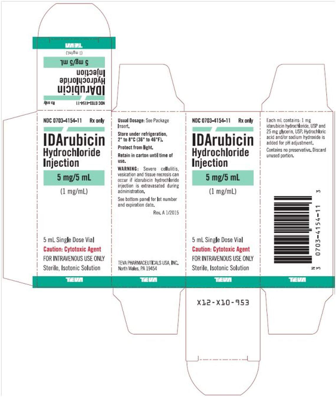 The dissembled box of IDArubicin hydrochloride injection 5 mg/5 ml