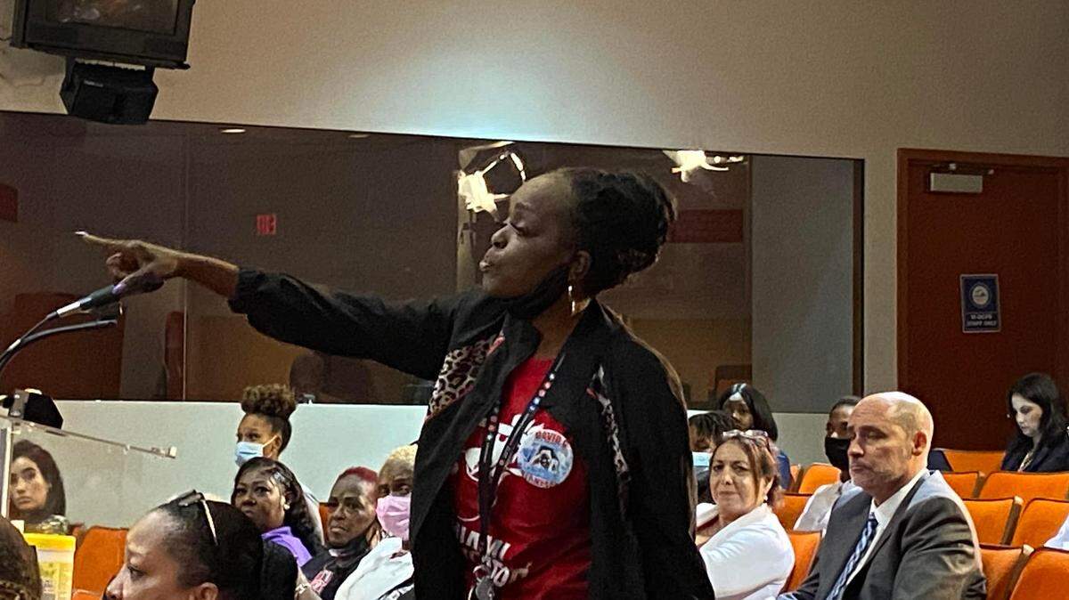 Tangela Sears, an anti-gun violence activist whose son was killed in 2015, speaks during a Miami-Dade County School Board meeting Wednesday, July 14, 2021.