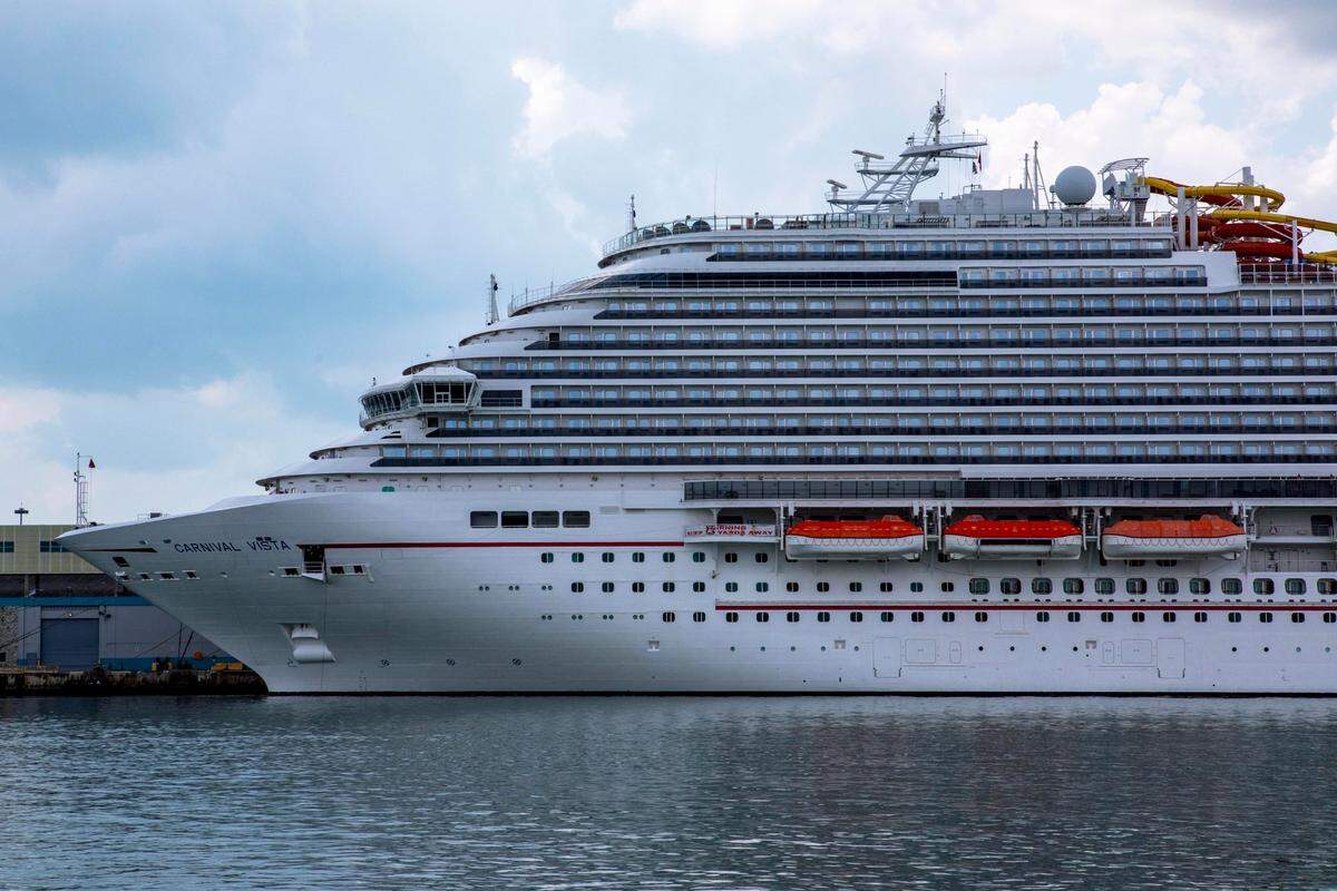 Carnival Vista cruise ship, owned and operated by Carnival Cruise Line, sits docked inside PortMiami in Miami, Florida, on Sunday, April 25, 2021.