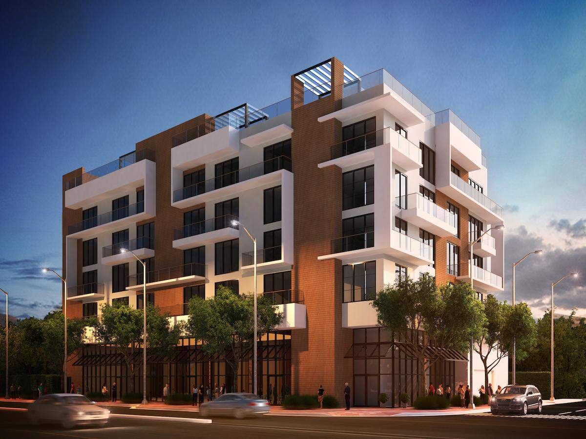 An architectural rendering shows a planned boutique hotel on Grand Avenue in West Coconut Grove to be developed by Metronomic, Inc.