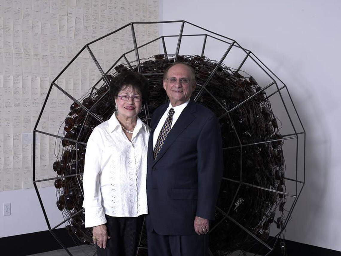 Myrna and Sheldon Palley collected glass artwork for more than 40 years. In 2007, they donated a large portion of it to the Lowe Art Museum at the University of Miami where they are seen in this Feb. 25, 2018, file photo.