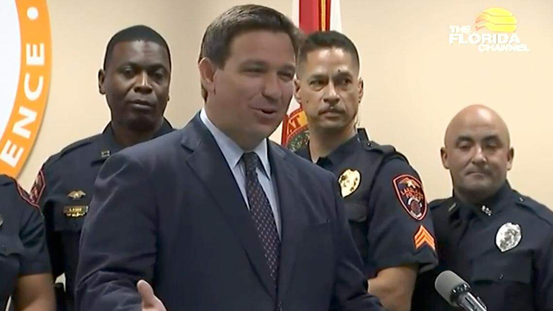 Florida Gov. Ron DeSantis speaks during a press conference to support law enforcement on Thursday, Sept. 9, 2021. (Image via screen grab from The Florida Channel/Fresh Take Florida)