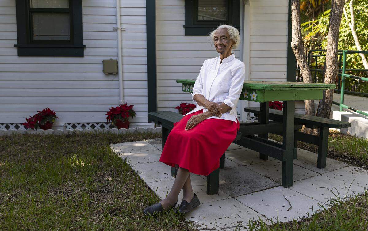 Irene Pettigrew, 92, is photographed at the Bethel House Bahamian American Museum on Saturday, Dec. 20, 2025, in Miami, Fla. Pettigrew is among six women being honored during the museum's inaugural Perrine Pioneer Women luncheon.