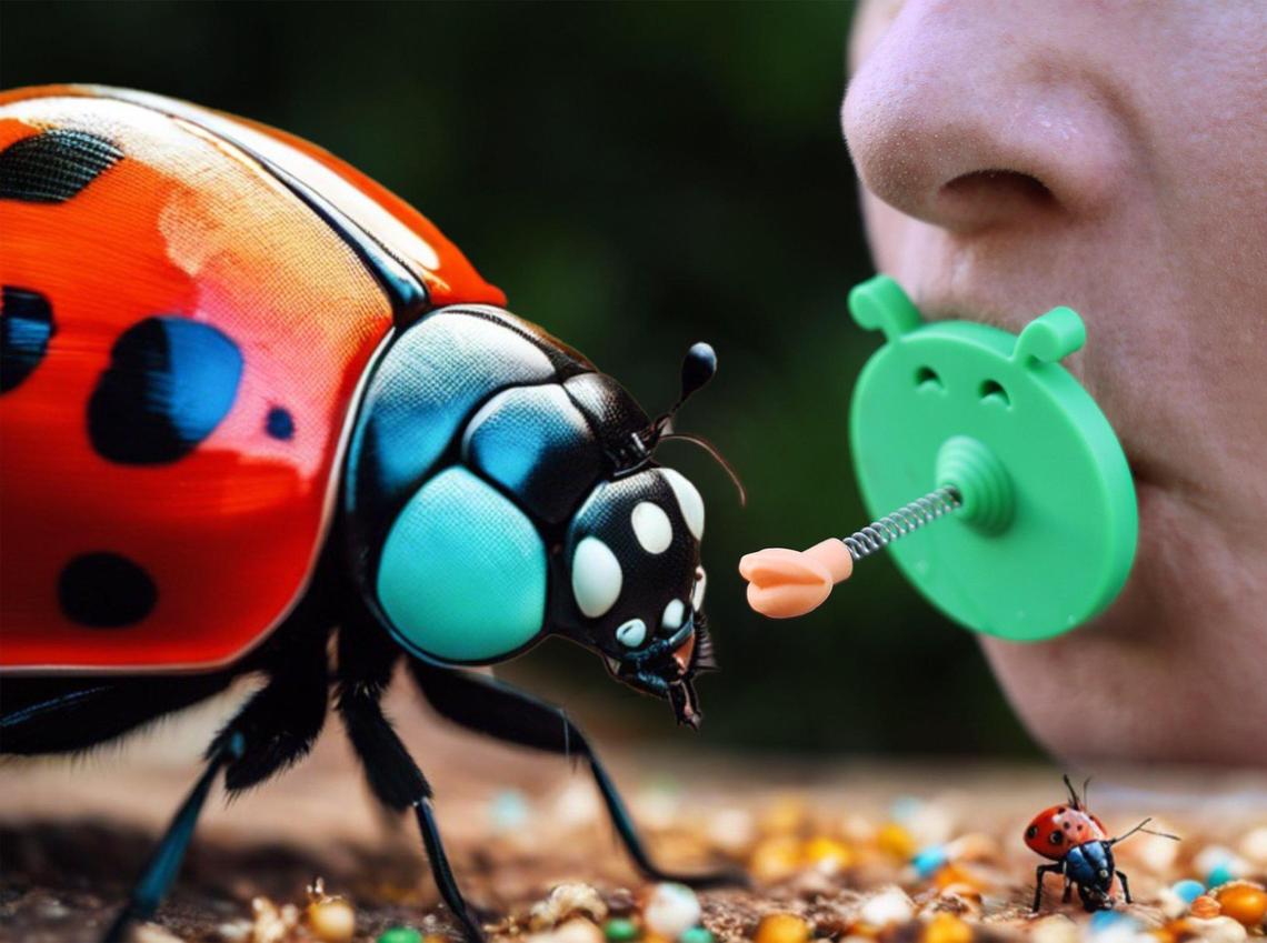 Anna Zilberberg demonstrates how to properly use the Bugkiss, a great tool that helps giant humans make out with tiny bugs.