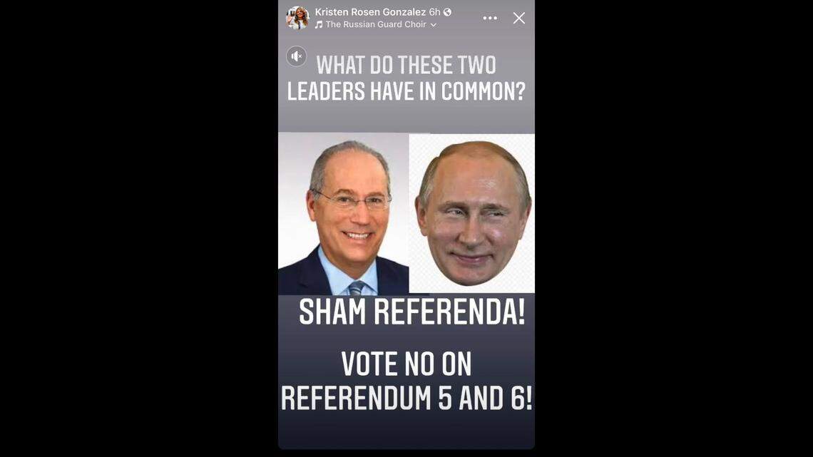 An Oct. 1 Facebook story by Miami Beach Commissioner Kristen Rosen Gonzalez sought to compare Mayor Dan Gelber to Russian President Vladimir Putin. Rosen Gonzalez later apologized for the reference.