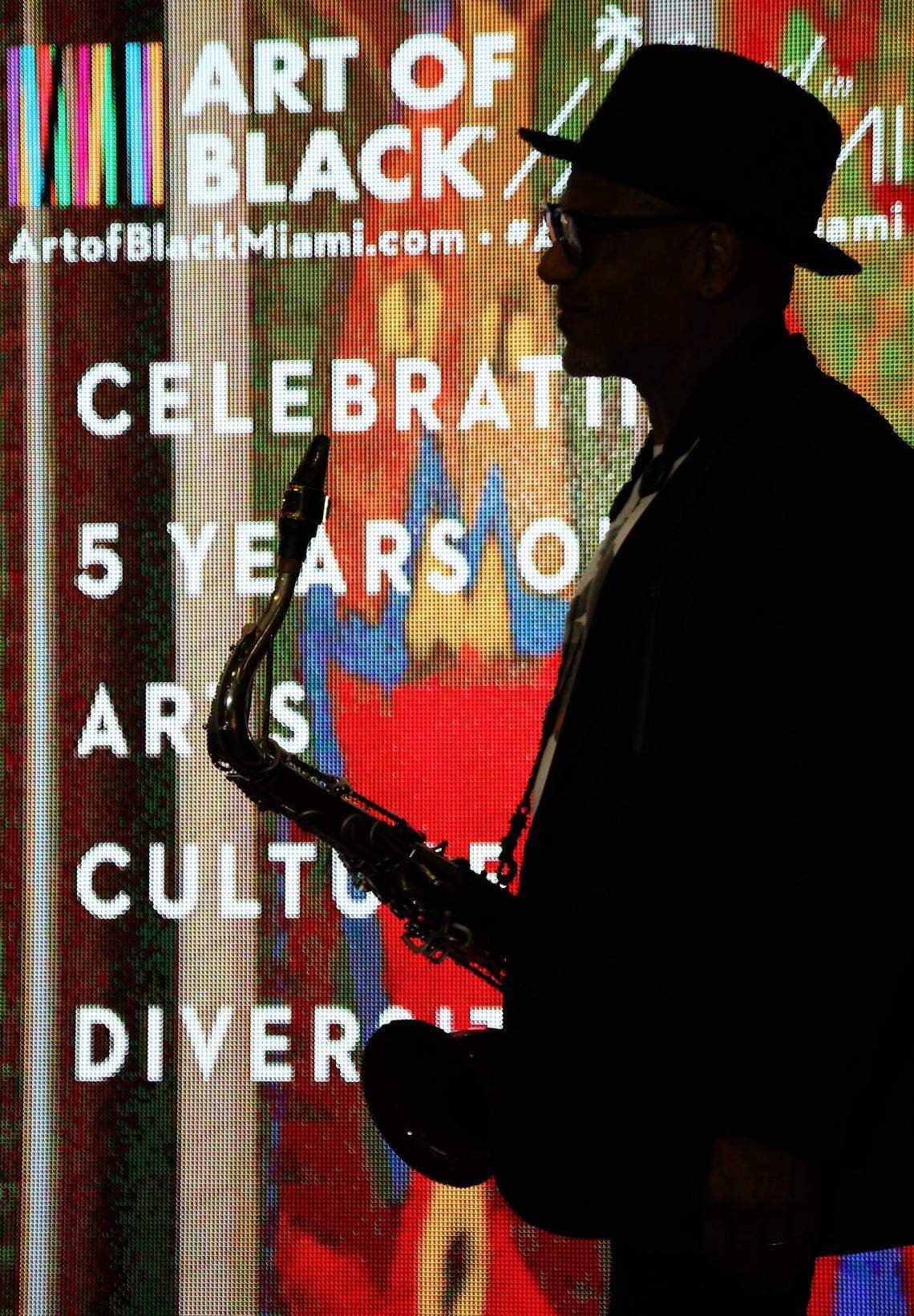 Saxophonist Kirk Whalum attended an Art of Black Miami event inside the Brightline Central Station in Overtown on Nov. 8. Art of Black Miami is organized by the Greater Miami Convention & Visitors Bureau.