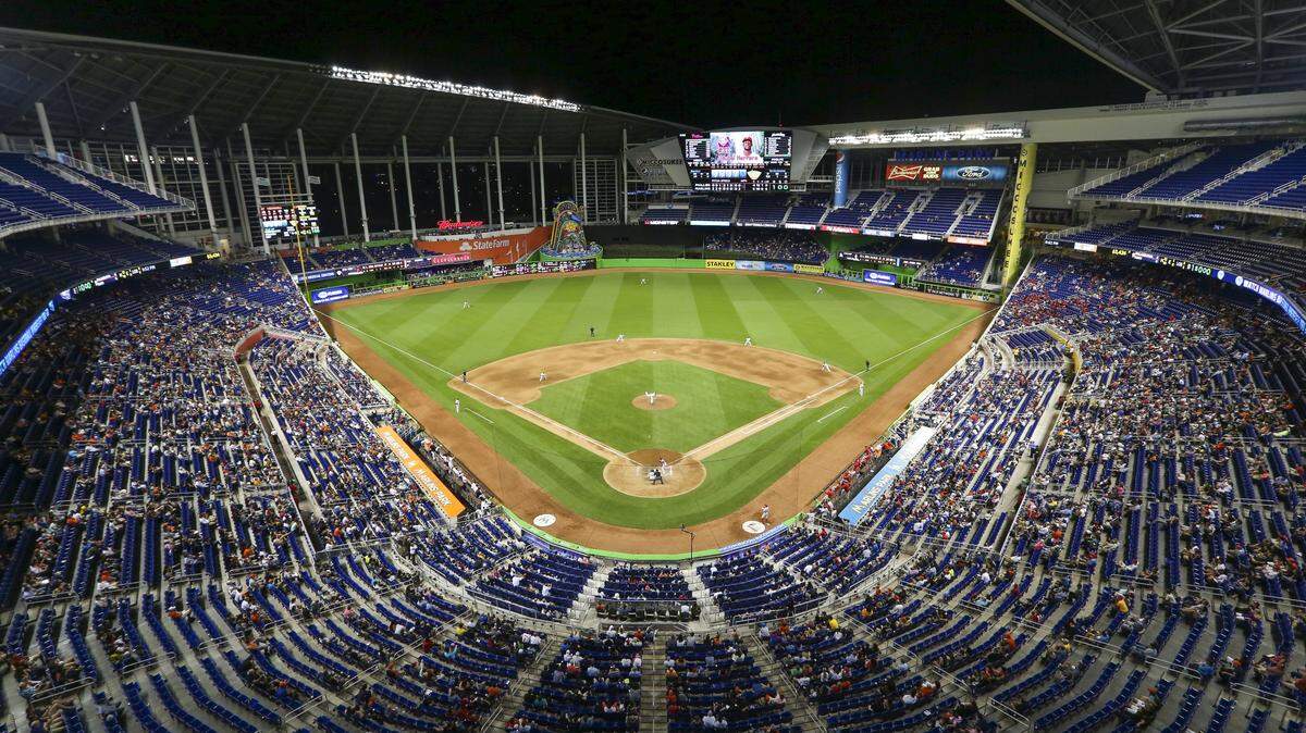 Marlins Park during a night game. The 2009 deal that provided public dollars to build the ballpark proved so unpopular that it looms over other stadium deals — including David Beckham's bid to secure land from Miami for a soccer arena, mall and office park.