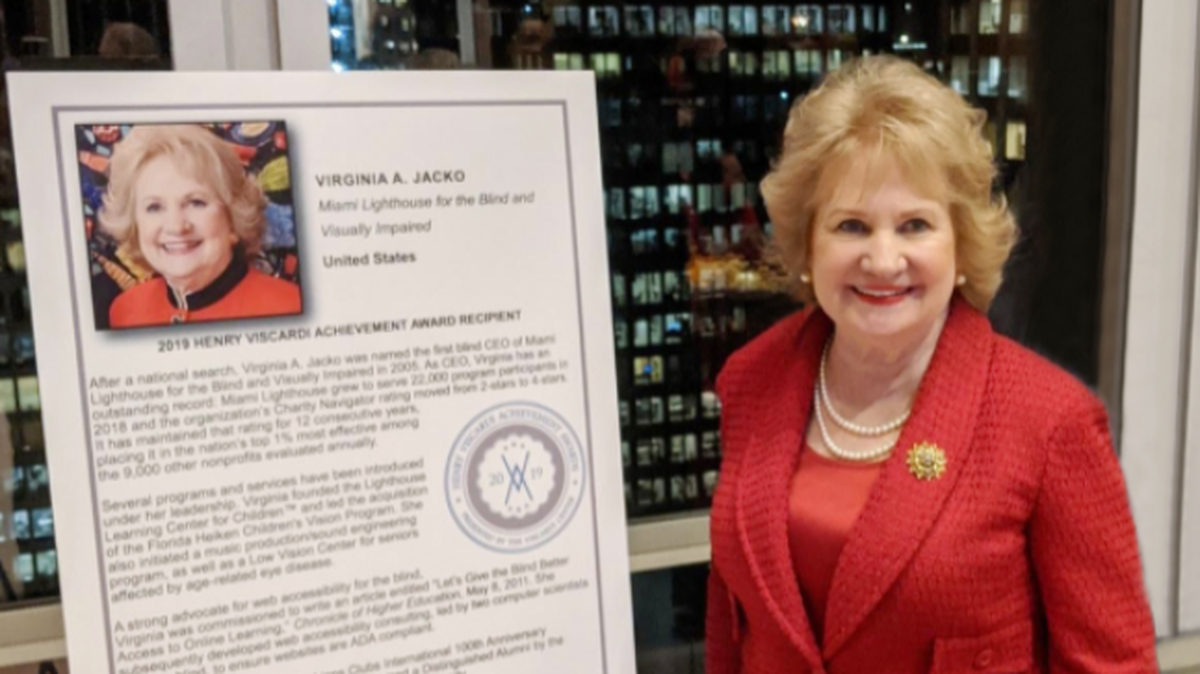 Miami Lighthouse for the Blind and Visually Impaired CEO and president Virginia Jacko was given the 2019 Henry Viscardi Achievement Award in New York, Dec. 5, 2019.