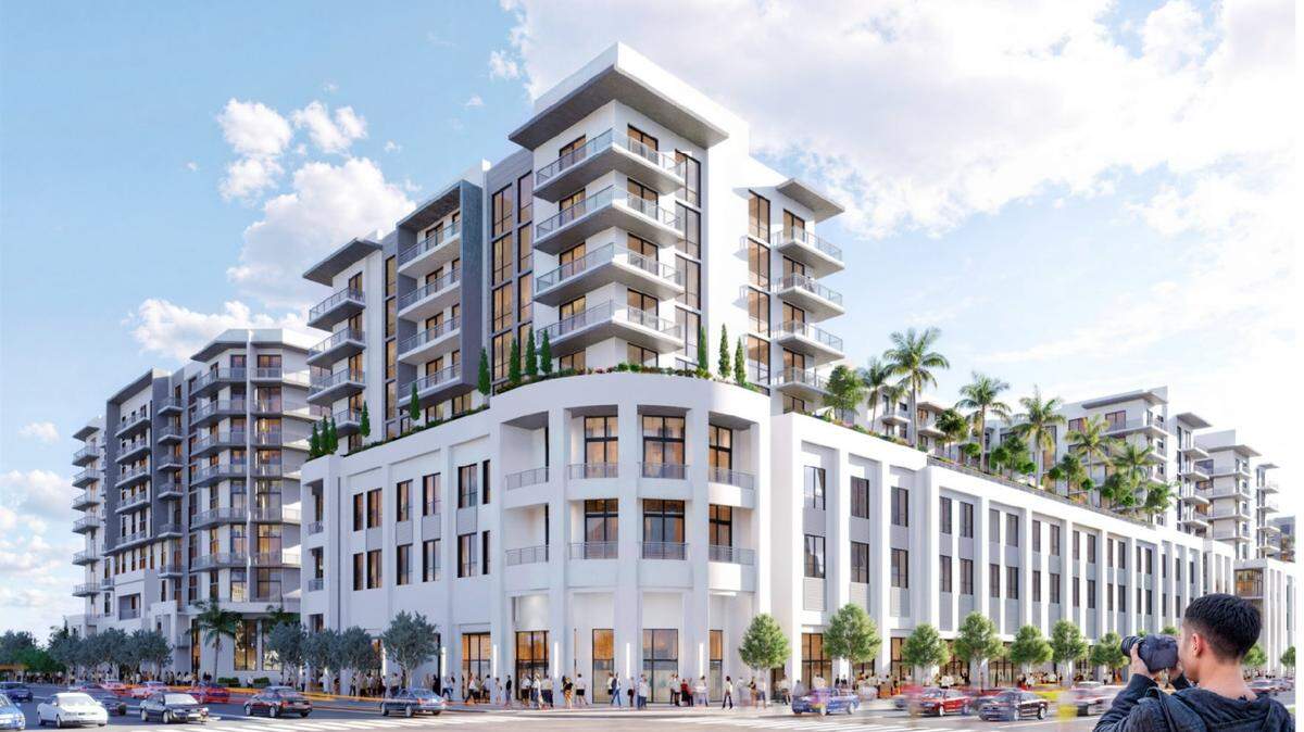 Coral Gables’ Behar Font Partners’ artistic rendering of a proposed 8.12-acre mixed use development for 3655 SW 22nd Street. That is where a Sears store has been located since 1959. The site plan was approved by Miami in April 2025. That doesn’t guarantee the project will move forward.