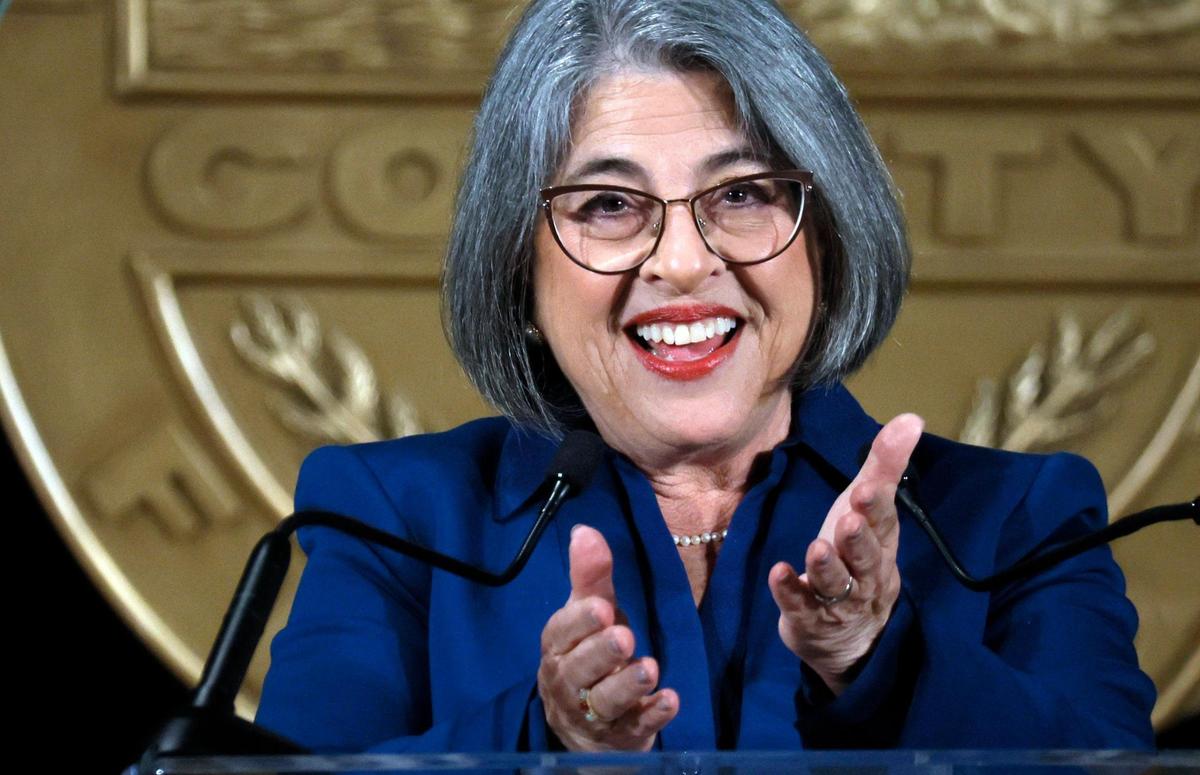 Miami-Dade Mayor Daniella Levine Cava delivers the annual State of the County Address at Miami Senior High School in Miami, Florida on Thursday, January 30, 2025.