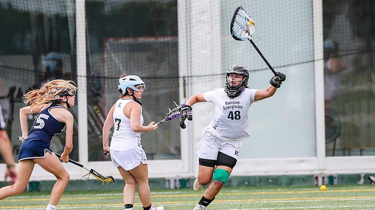 Ransom Everglades coach Kiersten Mulvey, a former college lacrosse player from New Jersey, returns standouts such as junior Helaina Harris (No. 48, above) and senior Sophia Antezana.