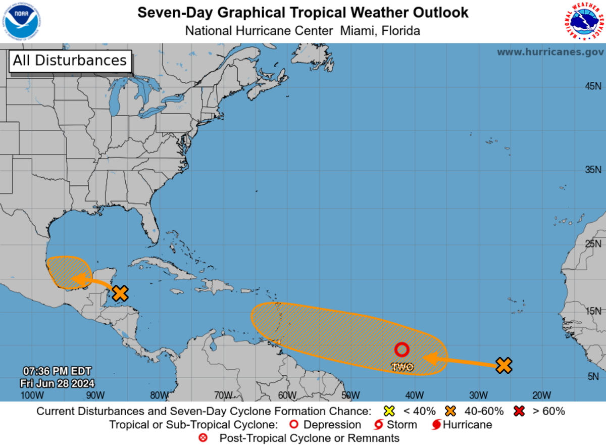 Another tropical wave is racing right behind tropical depression two.