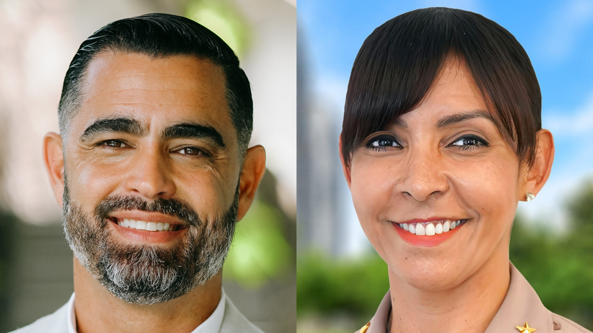 Miami-Dade County sheriff candidates James Reyes, a Democrat, and Rosie Stutz-Cordero, a Republican.