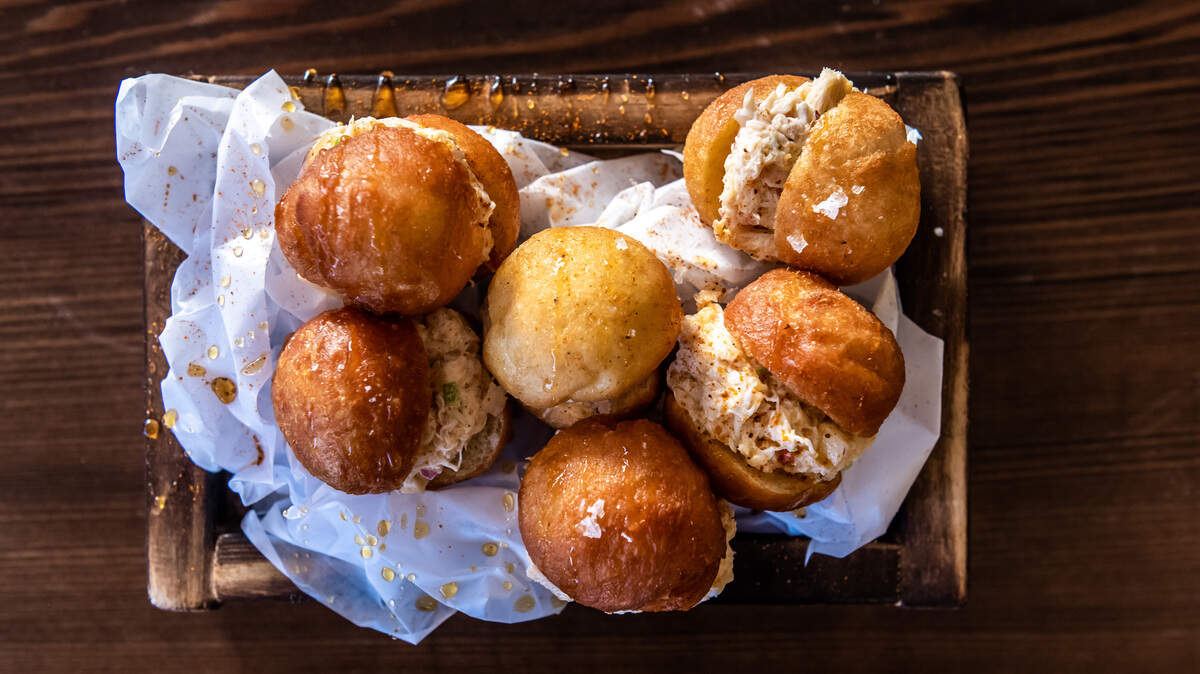 Crab donuts at Rivertail, Chef Jose Mendin’s new restaurant.
