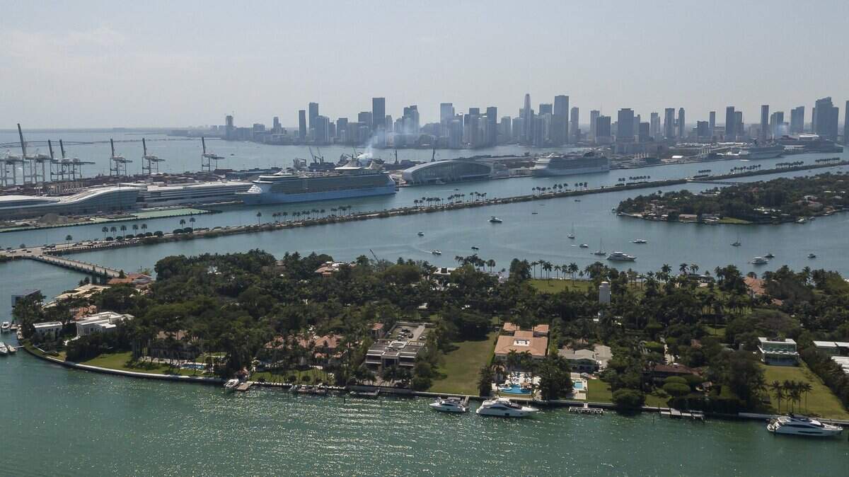 Aerial view shows cruise ships docked at PortMiami on Friday, April 12, 2024. Miami-Dade Mayor Daniella Levine Cava now needs to find a replacement for the replacement of the PortMiami director she ousted over a failed purchase of the privately owned port fuel yard.