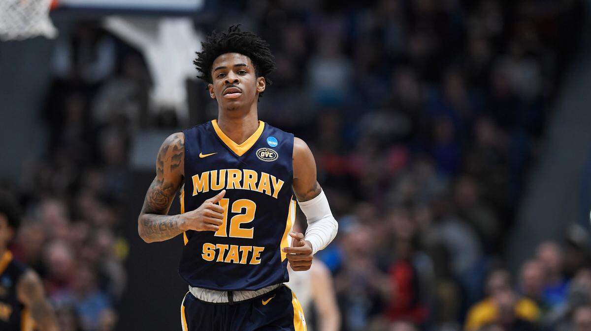 Murray State’s Ja Morant (12) during the first half of a first round men’s college basketball game in the NCAA tournament, Thursday, March 21, 2019, in Hartford, Conn.