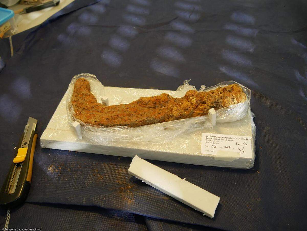 A sickle unearthed at the site.