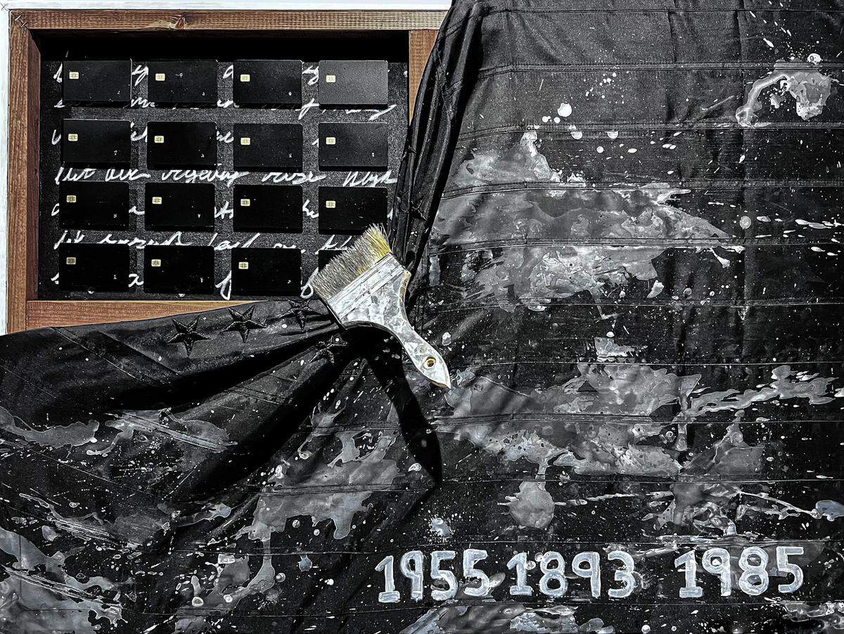 This piece represents internal transactions Black people make against and for themselves, according to Brandon Clarke, the artist who created the ‘BLACK card’ exhibit.