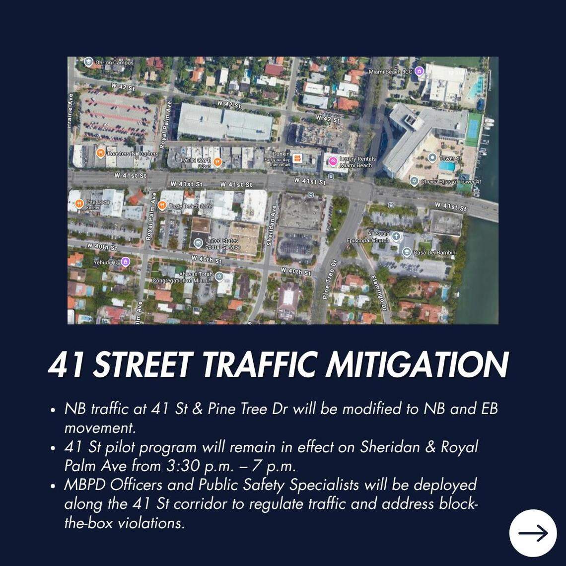 Traffic mitigation plan for 41st Street in Miami Beach during the Discover Boating Miami International Boat Show on Feb. 11 through 15, 2026.