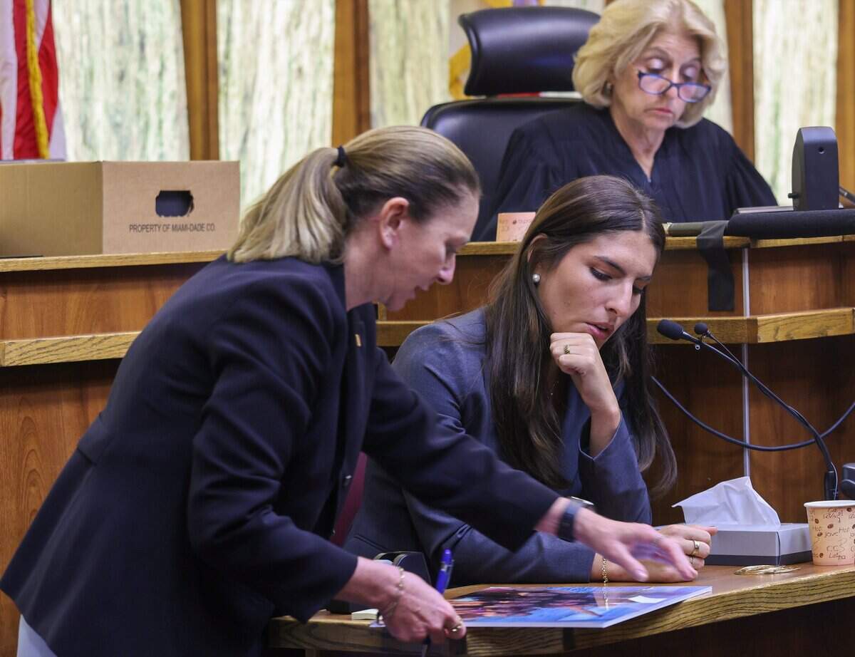 State witness Camila Alvarez, one of the survivors of the Pino boat accident, helps identify the fourteen girls on the boat while giving her testimony about the day of the crash on Tuesday, June 9, 2026. Pino is charged in connection to the crash that killed 17-year-old Lucy Fernandez.
