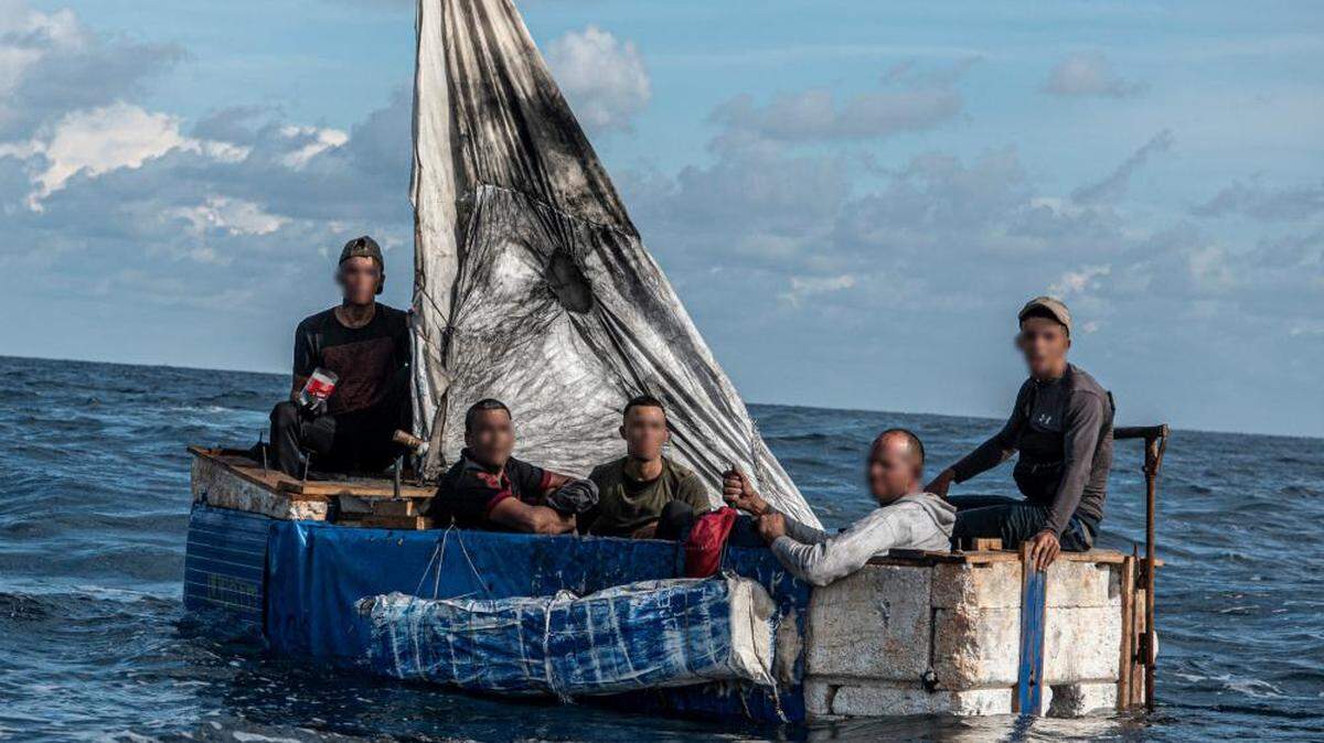 Coast Guard Cutter Adler’s crew alerted Sector Key West watchstanders of this rustic vessel about 18 miles south of Key West on Sept. 9, 2022. The people were repatriated to Cuba Sept. 11, 2022.