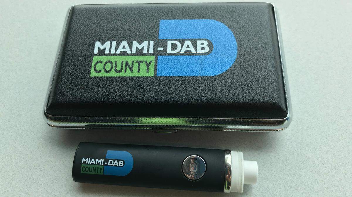 A "dabbing" kit, best known as a way to vaporize marijuana, that's  sold by a Miami smoke shop and carries the "Miami-Dab County" brand. Miami-Dade County, which has a logo that looks the same, sent a stern letter to the shop in May demanding the product be discontinued. The proprietor said it doesn't sell very well, anyway.