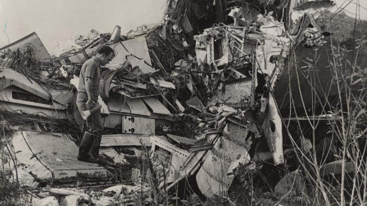 Scene of the wreckage of Eastern Airlines Flight 401 in the Everglades west of Miami International Airport.