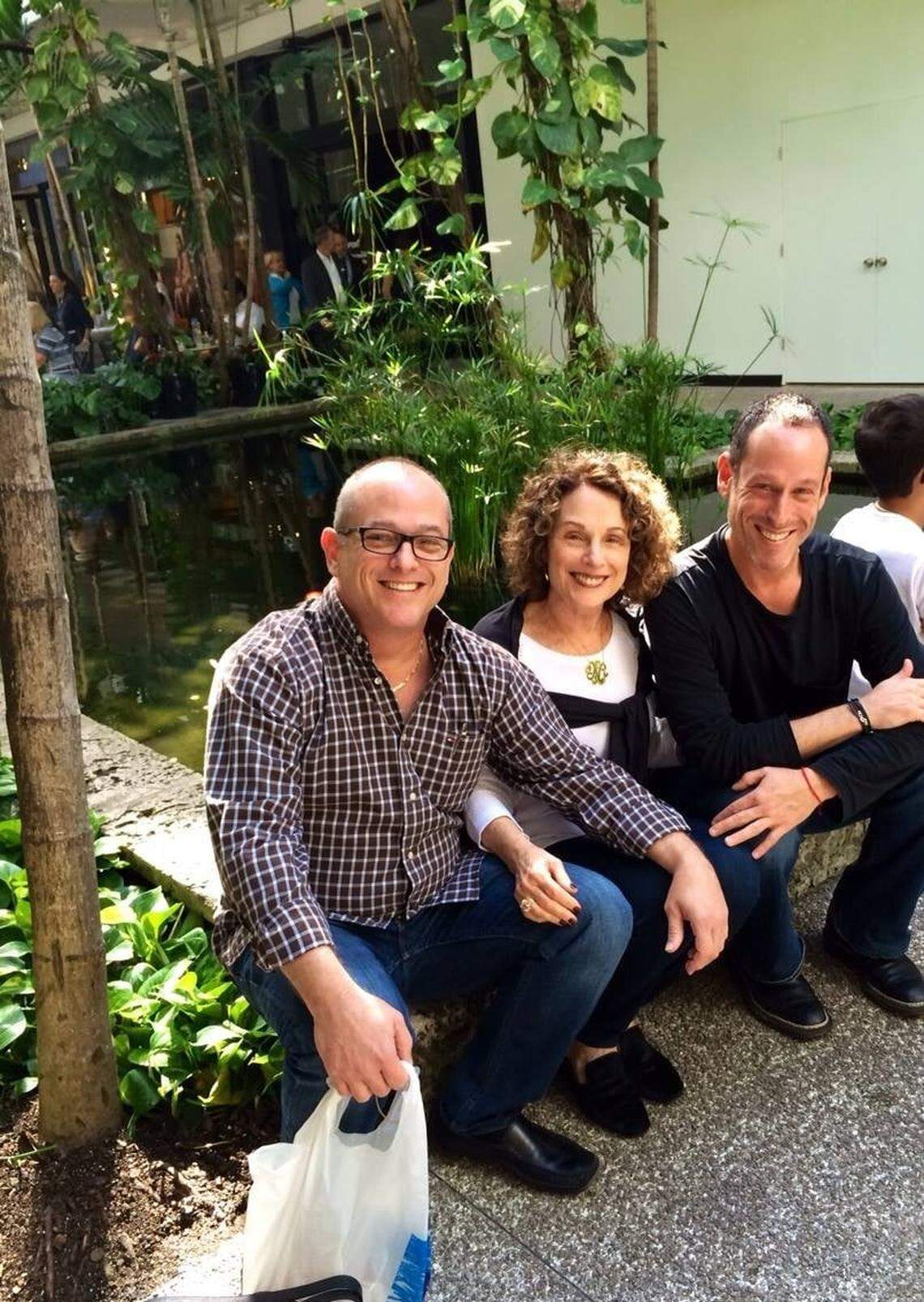 Nancy Kress Levin with her two sons, Frankie Kleiman, left, and Jay Kleiman.