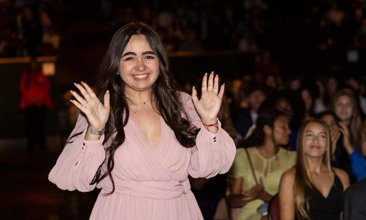 Silver Knight winner Paulette Martinez, from Miami Arts Studio 6-12 at Zelda Glazer, walks to the stage after winning in the General Scholarship category during the Miami Herald & el Nuevo Herald 67th Silver Knight Award Ceremony at the James L.&nbsp;Knight&nbsp;Center on Wednesday, May 14, 2025, in downtown Miami, Fla.