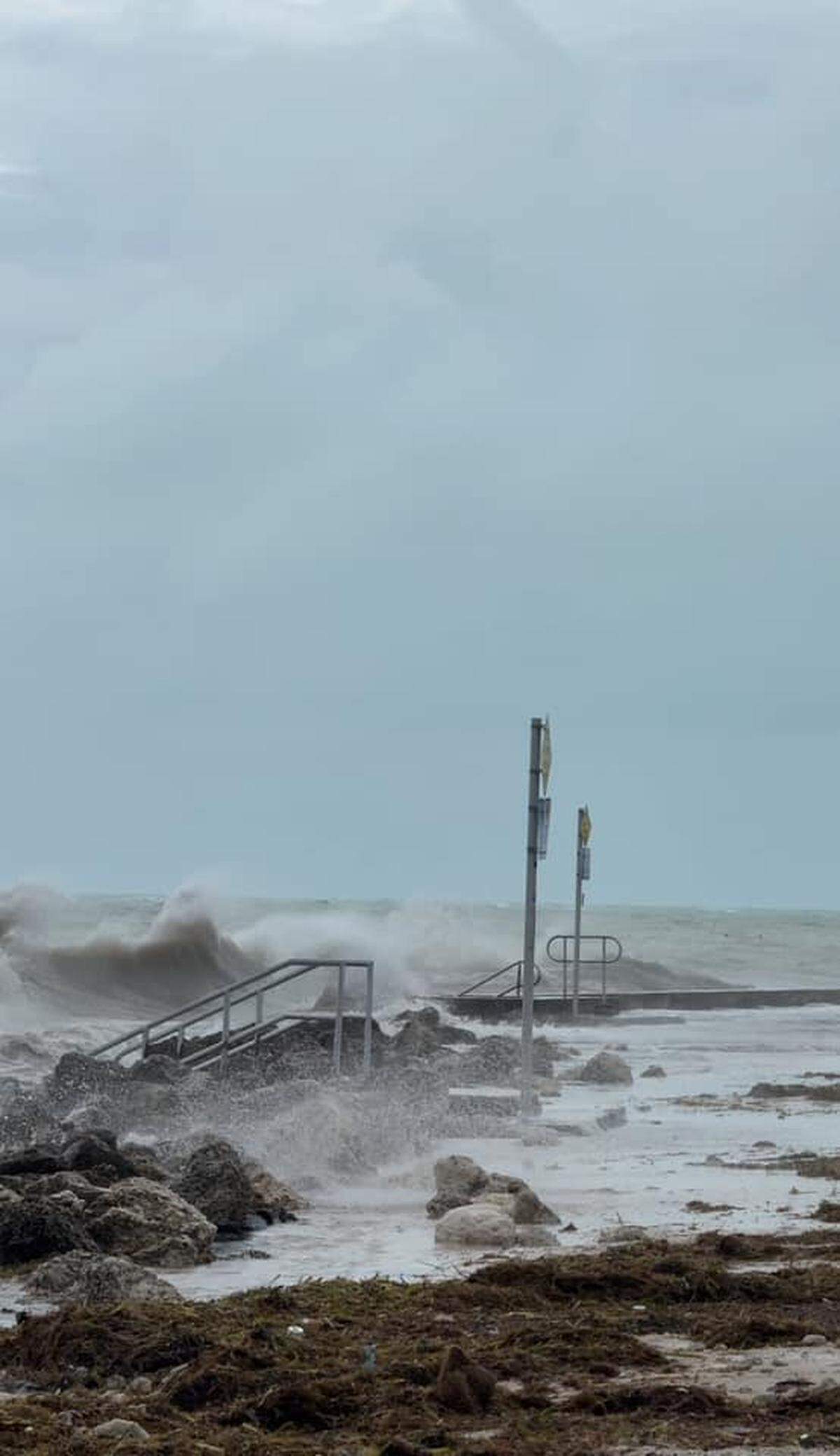 Storm surge from Hurricane Helene covers Higgs Beach in Key West Thursday, Sept. 26, 2024.