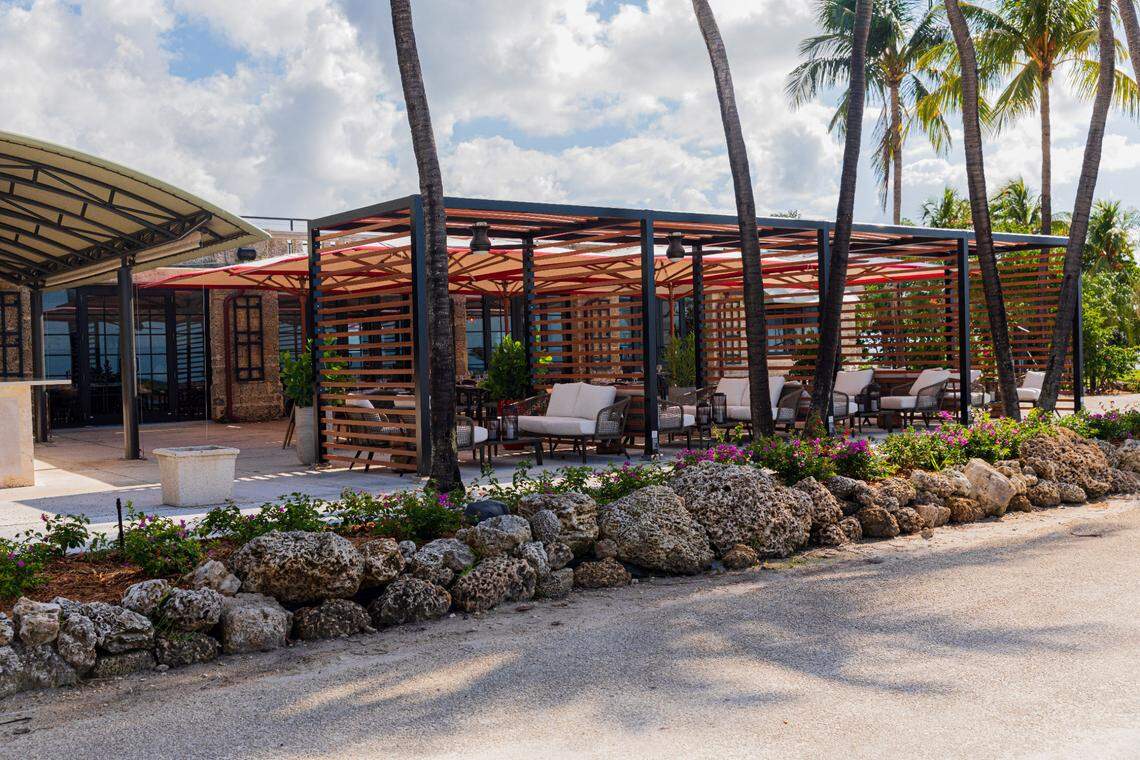 Red Fish’s main feature is its outdoor seating overlooking Biscayne Bay. These cabanas are part of the ocean-front appeal.