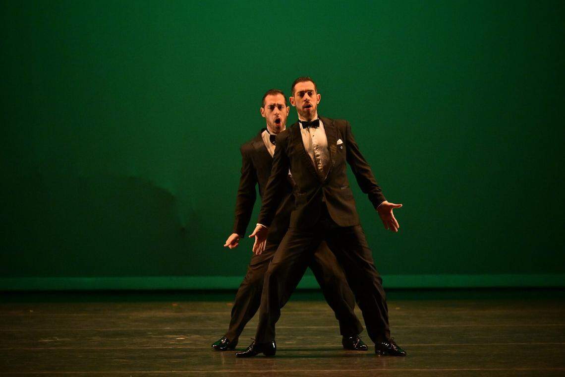 Dancers/choreographers German Filipeli and Nicolas Filipeli, of Tango Out, in “Milonga.”