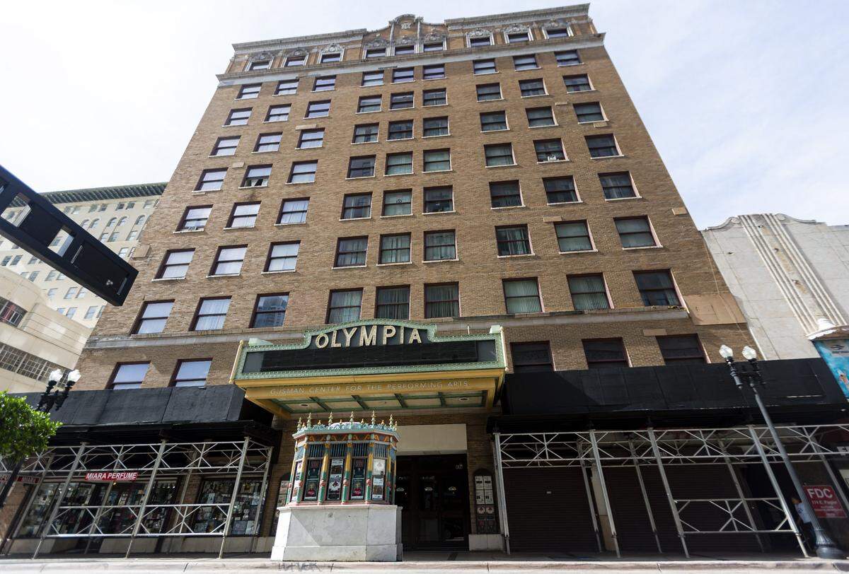 An outdoor view of the Olympia Theater in downtown Miami on Monday, July 8, 2019. Recent proposals to restore the theater have been presented at the City of Miami, which owns the property.