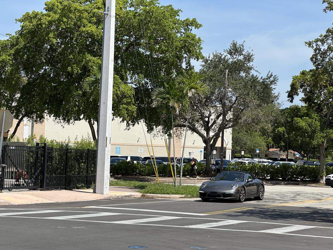 The smaller 1970s era Publix at 1401 Monza Ave. in Coral Gables is seen from the side rear of the new two-story Riviera Plaza Publix at 1542 South Dixie Hwy. that will open on Sept. 25, 2025. Despite the proximity, the Monza store will remain, said Publix.